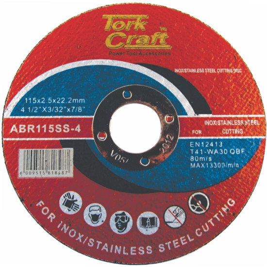 CUTTING DISC STAINLESS STEEL 115 X 2.5 X 22.22MM