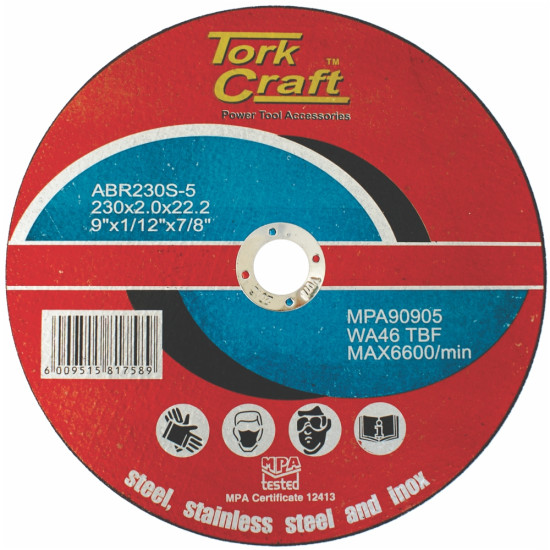 CUTTING DISC FOR STEEL AND STAINLESS STEEL 230 X 2.0 X 22.2MM