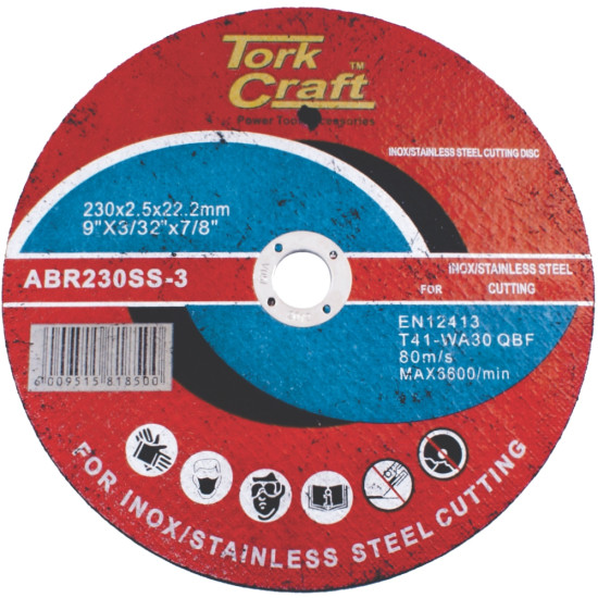 CUTTING DISC STAINLESS STEEL 230 X 2.5 22.22MM CUTTING DISC STAINLESS STEEL 230 X 2.5 22.22MM