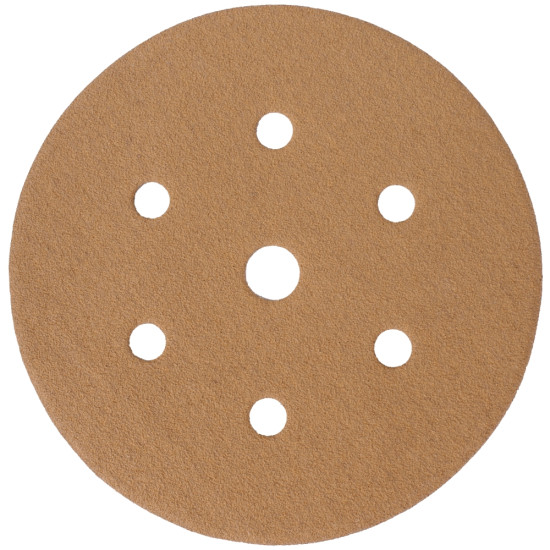 GOLD DISC (50 PIECES) 120 GRIT 150MM X 6+1 HOLES HOOK AND LOOP