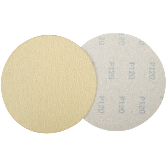 GOLD DISC (50 PIECES) 120 GRIT 150MM WITHOUT HOLE HOOK AND LOOP