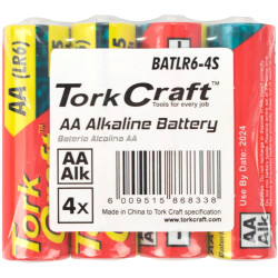 BATTERY AA 1.5V X4 PACK LR6 4S SHRINK WRAP ALKALINE (MOQ 30)