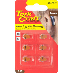 PR41 ZINC-AIR HEARING AID BATTERY X6 PACK BROWN