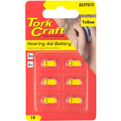 PR70 ZINC-AIR  HEARING AID BATTERY X6 PACK YELLOW