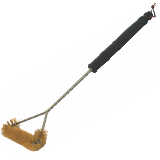 BRAAI BBQ THREE SIDE BRASS WIRE BRUSH 530MM HANDLE 21' TCW BRAAI BBQ THREE SIDE BRASS WIRE BRUSH 530MM HANDLE 21' TCW