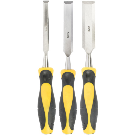 WOOD CHISEL 140MM BLADE 3PC 13/19/25 WITH PVC HANDLE WOOD CHISEL 140MM BLADE 3PC 13/19/25 WITH PVC HANDLE