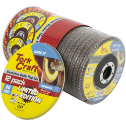 FLAP DISC ALU. OXIDE 115MM 60 GRIT FLAT 12PC METAL TIN