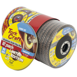 FLAP DISC ALU. OXIDE 115MM 80 GRIT FLAT 12PC METAL TIN