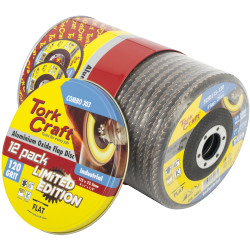 FLAP DISC ALU. OXIDE 115MM 120 GRIT FLAT 12PC METAL TIN