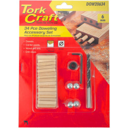 DOWELING ACCESSORY KIT 6MM - 34 PIECE (BIRCH WOOD)