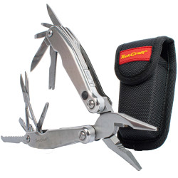 MULTITOOL SILVER WITH LED LIGHT & NYLON POUCH IN BLISTER