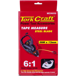 MEASURING TAPE STEEL BLADE 50M X 13MM CO-MOLDED RUBBER CASING