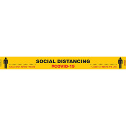 YELLOW BEHIND LINE - 800MM X 80MM SOCIAL DISTANCING STRIPS