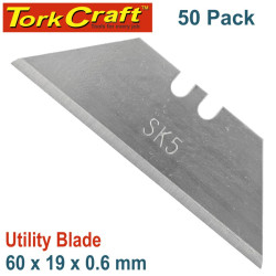 UTILITY BLADE SOLID 60MM X 19MM X 0.6MM 50PC SK5