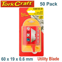 UTILITY BLADE SOLID 60MM X 19MM X 0.6MM 50PC SK5