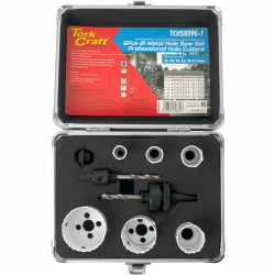 HOLESAW SET 9PC IN ALUM CASE BI-METAL 16 20 25 32 40 51MM