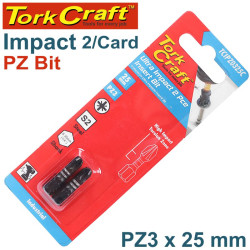 IMPACT POZI.3 X 25MM INS.BIT 2/CARD PZ3