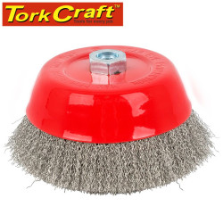 WIRE CUP BRUSH 150 X M14 CRIMPED STAINLESS STEEL BULK TCW