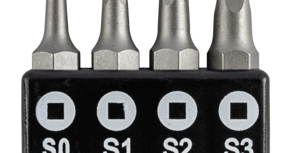 SCREWDRIVER BIT SET SQUARE RECESS 4PCE 25MM SQ0.1.2.3